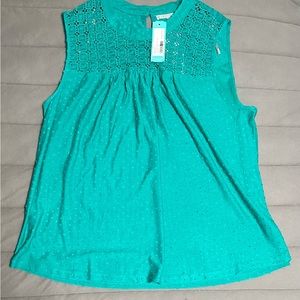 Daniel Rainn Teal Fiona Lace Detail Knit Top